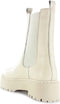 PS Poelman Kimmy - Dames Leren Chunky Chelsea Enkellaarzen - Beige Crème Wit - Maat 36