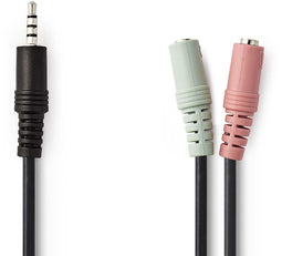 Nedis CAGP22150BK02 - Splitterkabel 3,5mm - Aansluiting voor koptelefoon en microfoon - Zwart