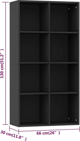 vidaXL - Boekenkast/dressoir - 66x30x130 - cm - bewerkt - hout - grijs