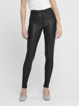 ONLY ONLROYAL HW SK ROCK COATED PIM NOOS - Gecoate skinny fit broek - High waist - Maat XS X L30