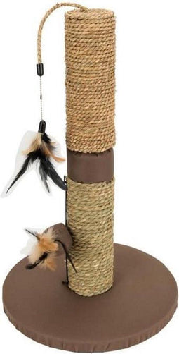 AIME Enkele krabpaal - 48 cm hoog - Met 2 veren speelgoed en anti-slip pads