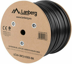 UTP Category 6 Rigid Network Cable Lanberg LCU6-30CU-0305-BK Black 305 m