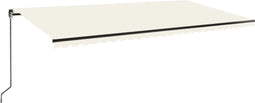 vidaXL - Luifel - handmatig - uittrekbaar - met - LED - 600x350 - cm - crèmekleurig