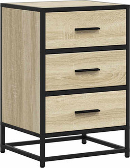 vidaXL - Nachtkastje - 40x34,5x60 - cm - bewerkt - hout - en - metaal - sonoma - eiken