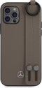 Mercedes - Geschikt voor iPhone 12 Pro Max - Leren Backcover hoes met Handstrap - Bruin