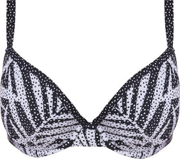 Freya Gemini Palm - Voorgevormde Plunge Bikini Top - Monochrome - Zwart/Wit - Maat 70D