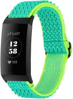 imoshion Elastisch nylon bandje - Geschikt voor Fitbit Charge 4, Charge 3 - Groen - One Size