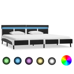 Bedframe met LED kunstleer grijs 180x200 cm