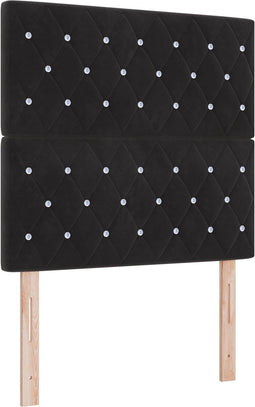 vidaXL - Hoofdbord - met - Kristalknoppen - Geplooid - Zwart - 90 - cm - Fluweel