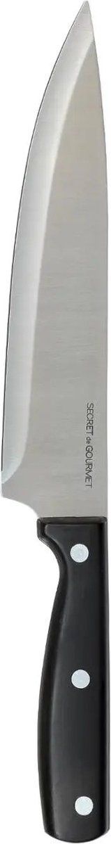 Secret de Gourmet Essential - groente en vleesmes - 1x stuks - RVS - zwart - 33 x 4,5 cm - koksmes/keukenmes