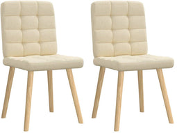 vidaXL - Eetkamerstoelen - 2 - st - stof - crèmekleurig