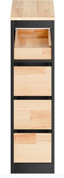 SoBuy BZR54-II-SCH - Lage badkamerkast - 4 Laden - Zwart - 65 x 23 x 82 cm
