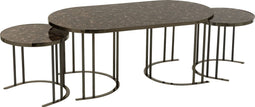 J-Line salontafel - metaal - zilver/bruin - set van 3