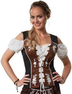 Dressforfun Kostuumblouse Sissi M - Verkleedkleding - Carmenhals vetersluiting - Katoen