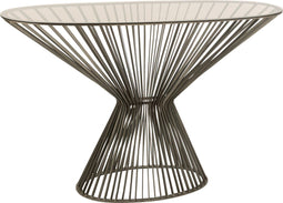 J-Line console Ovaal Spijlen - metaal/glas - grijs/bruin