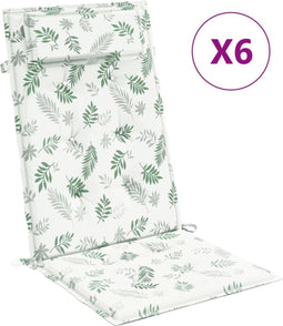 vidaXL - Stoelkussens - 6 - st - hoge - rug - bladpatroon - oxford - stof