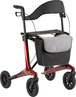 MultiMotion Carbon Rollator L – 5,5 kg met Softwielen & Boodschappentas Rood