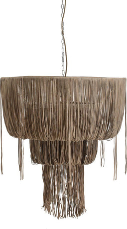 PTMD Renzo Beige Leather Ceiling Lamp 2 Layer L