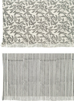 J-Line tafelkleed Indi - textiel - zwart - 2 stuks