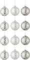 J-Line kerstbal Suiker - glas - grijs/wit/zilver - small - doos van 12