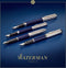 Waterman Carène vulpen | Metaal-blauwe lak met palladium detail | Gebeitelde dop | 18K Gouden fijne penpunt