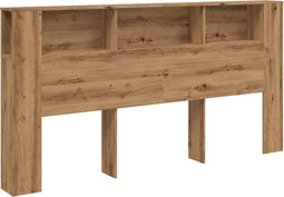 vidaXL - Hoofdbordkast - 200x18,5x102,5 - cm - bewerkt - hout - artisanaal - eiken