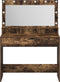 vidaXL - Makeuptafel - met - LED-verlichting - in - gerookt - eiken - - - 100x41x135 - cm