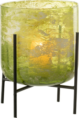 J-Line windlicht Staand Marmer - glas/ijzer - groen - large