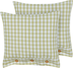TALYA - Sierkussen set van 2 - Olijfgroen/wit - 45 x 45 cm - Polyester