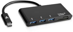 V7 V7UC3U-HUB-BLK-1E - USB-C naar 5-in-1 Hub - 3x USB 3.2 type-A - Zwart