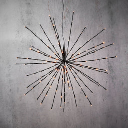 Luca Lighting Vuurwerk Kerstverlichting met 160 Warm Witte LED Lampjes - Ø70 cm - Zwart