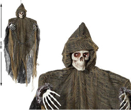 Horror hangdecoratie spook/geest/skelet pop met licht en geluid met geluidssensor 89 cm - Halloween decoratie poppen