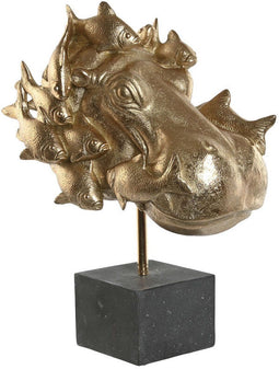 Decoratieve figuren Home ESPRIT Zwart Gouden Nijlpaard 33 x 21,5 x 45 cm