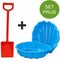 Zandbak schelp en plastic schep 50 cm lang rood