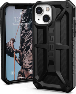UAG - Monarch backcover hoes - Geschikt voor iPhone 13 Mini - Carbon Zwart + Lunso Tempered Glass