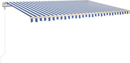vidaXL - Luifel - automatisch - uittrekbaar - 500x350 - cm - blauw - en - wit