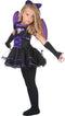 Vegaoo Vleermuiskostuum - Jurk met vleugels en haarband - Zwart paars