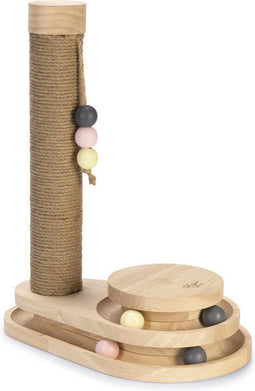 Designed by Lotte Inez - Krabpaal - Multifunctioneel met speeltoren - Bruin - 38x24,5x47,5 cm