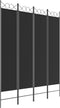 vidaXL - Kamerscherm - met - 4 - panelen - 160x200 - cm - stof - zwart