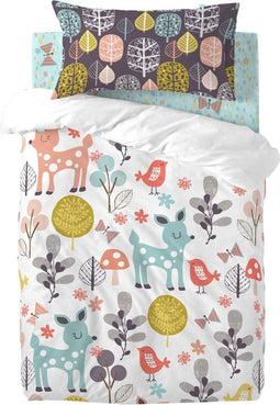 Dekbedovertrek set HappyFriday Moshi Moshi Woodland Multicolour Wieg voor baby's 2 Onderdelen