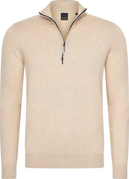 Mario Russo Half Zip Sweater - Trui Heren - Sweater Heren - Coltrui Heren - 3XL - Beige