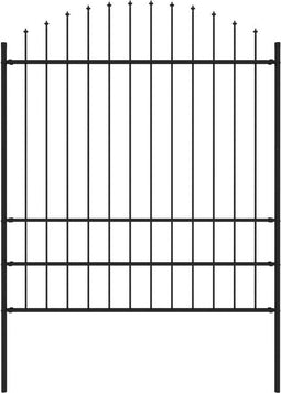 vidaXL - Tuinhek - met - speren - bovenkant - (1,75-2)x1,7 - m - staal - zwart