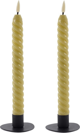 swirl led dinerkaarsen mos 24,5cm - 2 stuks