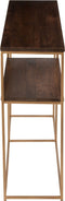 J-Line console Rafi 2planken - ijzer/mango hout - goud/donkerbruin