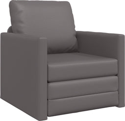 vidaXL - Vloersofa - Bed - 2-in-1 - Grijs - 74x77x81 - cm - Faux - Leer