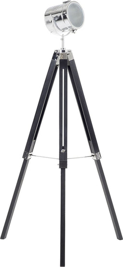 ALZETTE - Staande lamp - Zwart - Dennenhout