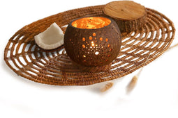 Namture 2 Kokosnoot Waxinelichthouders - Theelichthouders - Kaarsenhouder - Diameter 13 cm - Hoogte 10 cm - 100% Natuurlijk - Duurzaam