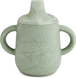 Nuuroo - Aiko siliconen beker met tuitdeksel - Lichtgroen gemarmerd - 140 ml