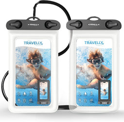 Travelly® Waterdicht Telefoonhoesje - IPX8 Onderwater Hoesje - Geschikt voor Smartphones tot 18 cm - Set van 2 (2 stuks)