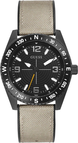 Guess North GW0328G2 - Polshorloge - 42 mm - Zwart met beige band